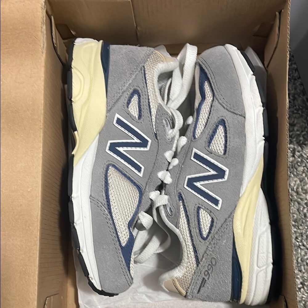 New Balance 990 Gray and Blue Sneakers